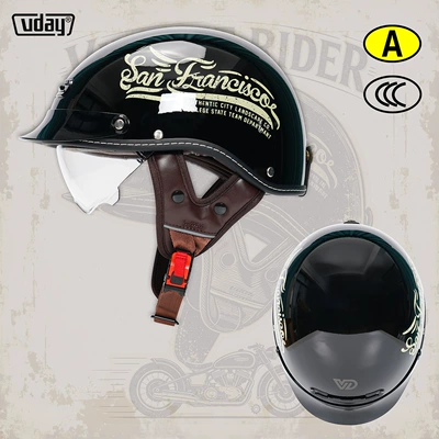 Motosiklet kaskı (dəbilqə) — half helmet, all-season safety helmet - vq-3-inx-m-52-54cm-transparent-black-tea-lens