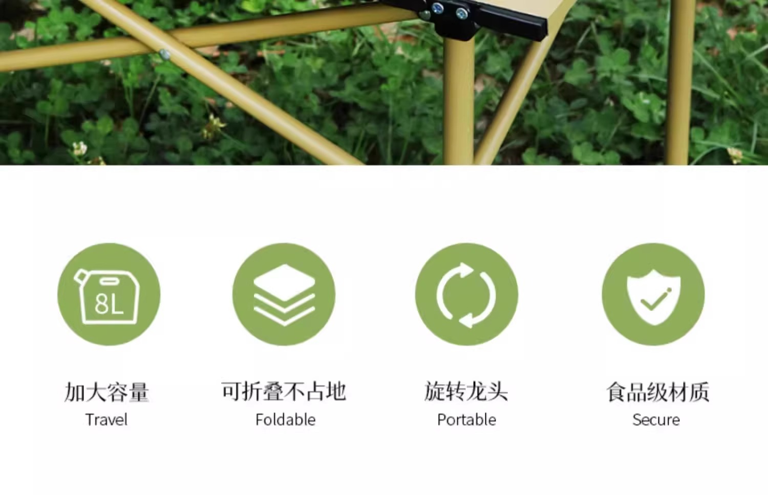 Outdoor portable 8L folding water bag for mountain climbing, tourism and camping, food-grade water storage bucket, large-capacity thickened water storage bag pic 2