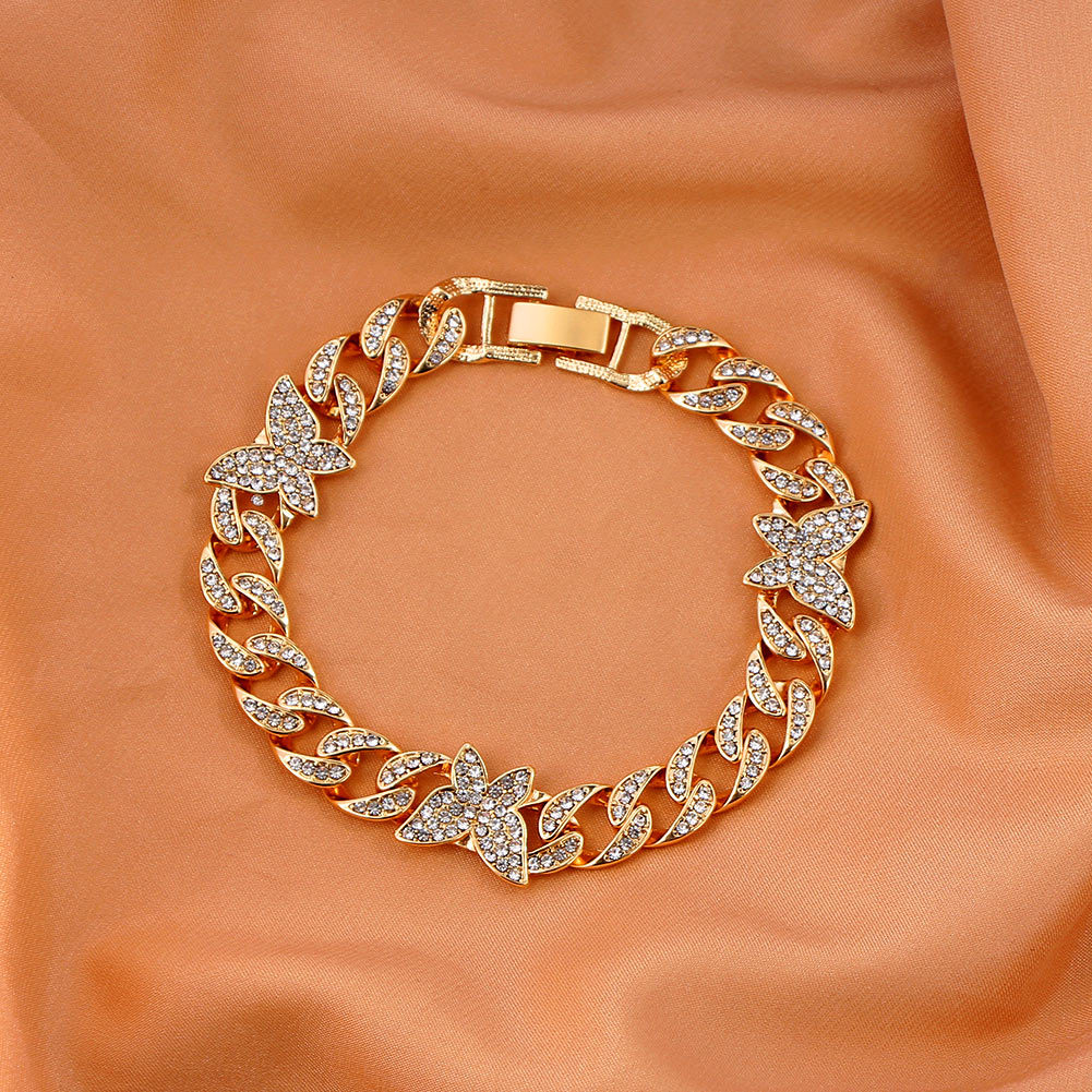 Fashion Butterfly Alloy Diamond Artificial Gemstones Unisex Anklet