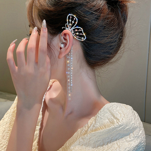 925 Silver Needle Pop Retro Fringe Earrings for Women, Korean Full Diamond High-End Fashion Unique and Stylish Ear Drops