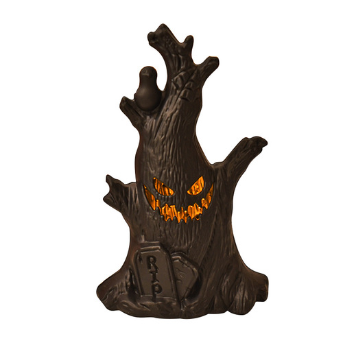 Cross-border Halloween layout, pumpkin lanterns, LED electronic candle lights, ghost tree stump decorations, ghost faces, festive atmosphere ornaments