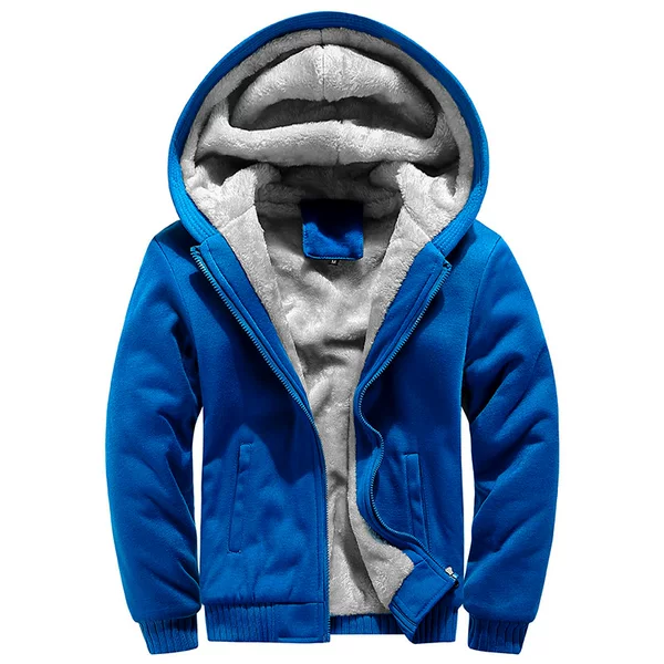 European Size Cross-Border Men's Winter Velvet Thickeneded Cardigan Sweatshirt Sports Loose Casual Men's Hooded Jacket