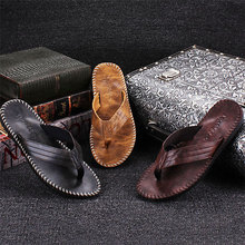 S 754 men leather flip flop summer man business beach shoe