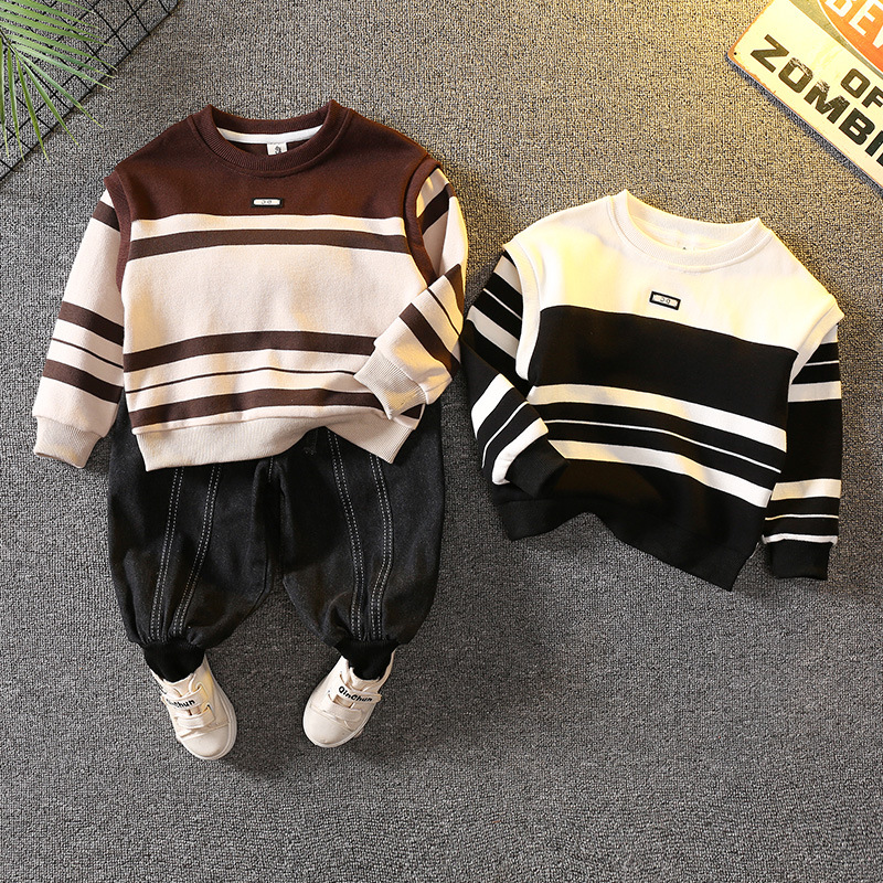 6084 traje de niño 2024 nueva ropa de primavera y otoño bebé ropa de moda roja neta suéter de otoño para niños de dos piezas