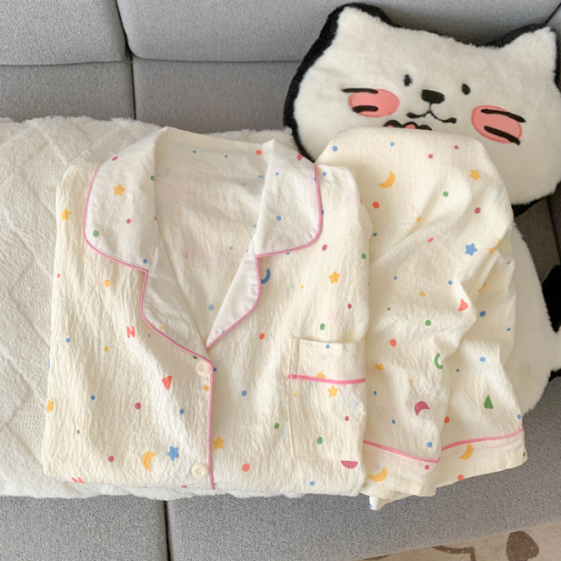 云朵棉秋季新款睡衣女长袖翻领卡通甜美可爱高级网红风家居服套装|undefined