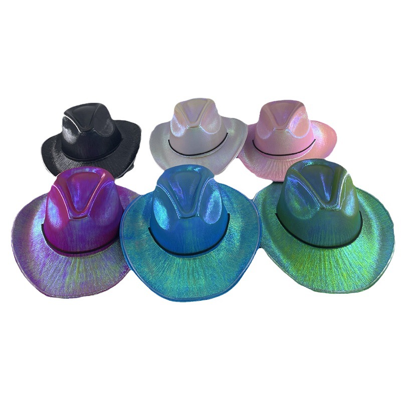 LED colorido sombrero de vaqueros occidentales sombrero luminoso Halloween fiesta sombrero de vaqueros luminoso props de espectáculo festivo