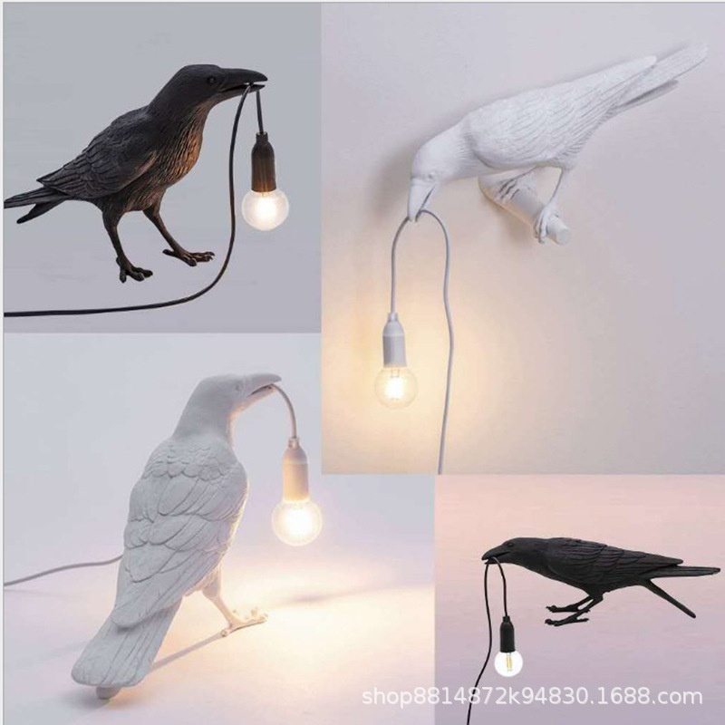 Transfronterizo auspicioso pájaro resina lámpara de pared Nordic simple creativa noche luz animal decoración pájaro lámpara de mesa