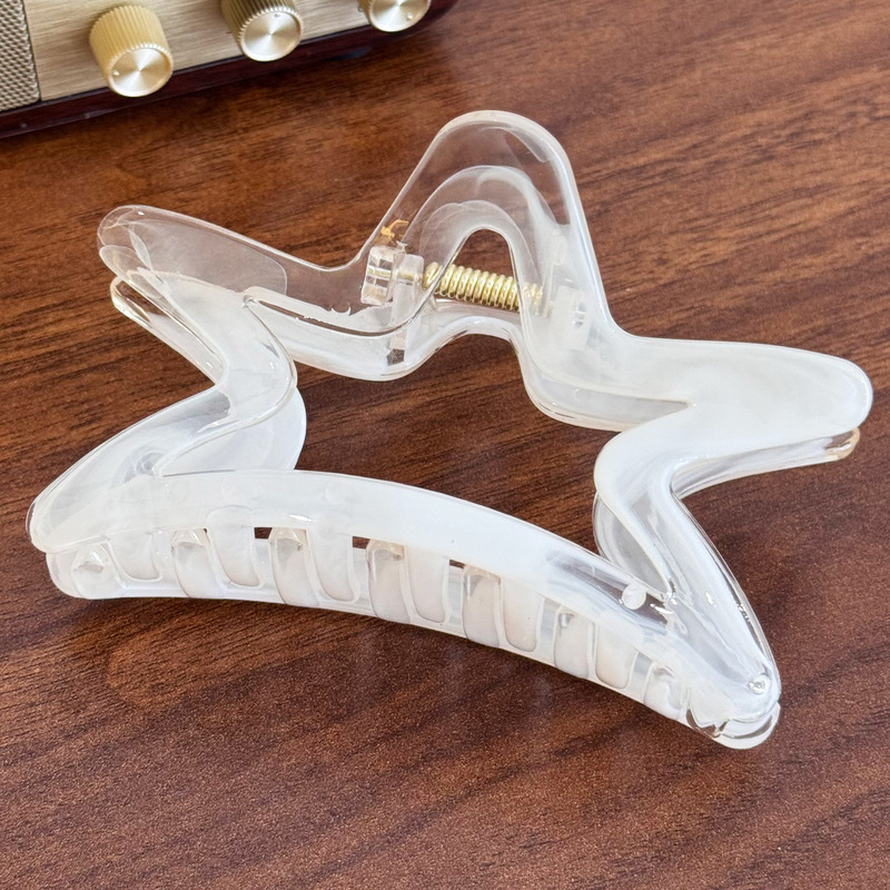 百搭半透果冻色云朵星星发夹大号盘发鲨鱼夹高级感马尾抓夹头饰|undefined