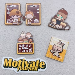 亚克力浮雕印花泡泡玛特系列吊孔diy手机链包挂钥匙链饰品配件