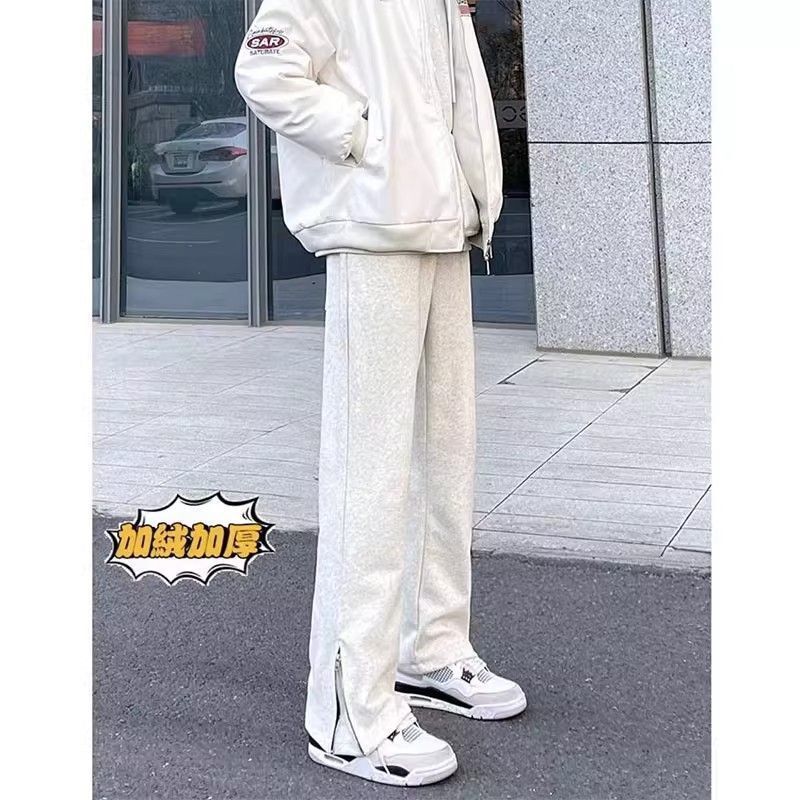 Teenagers' Side-Zip Pants, American-Style Long Pants, Sports Sweatpants, Trendy Loose Straight-Leg Casual Long Pants, Autumn and Winter Style