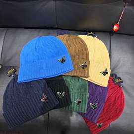 韩国订单情侣刺绣秋冬针织帽子麻花保暖防寒套头冷帽手工绣