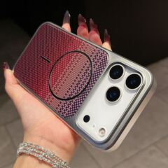 适用iPhone17promax手机壳纤维细圈磁吸苹果16高级感防摔PC保护套