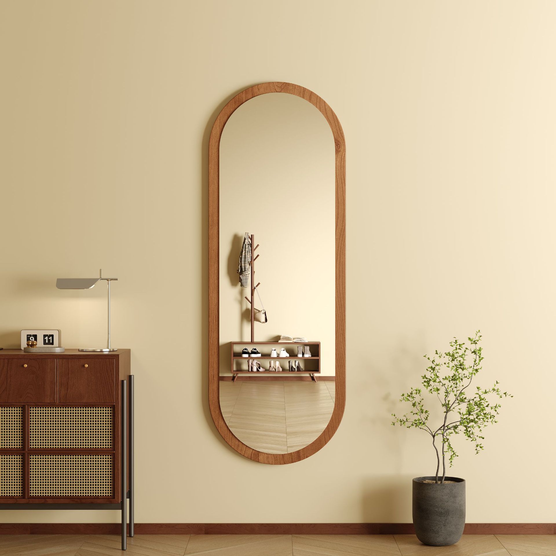 Espejo de cuerpo entero colgado en la pared, espejo de vestir de forma especial, gran espejo de pared, red red de viento, dormitorio colgado en la pared, espejo de prueba de vestir