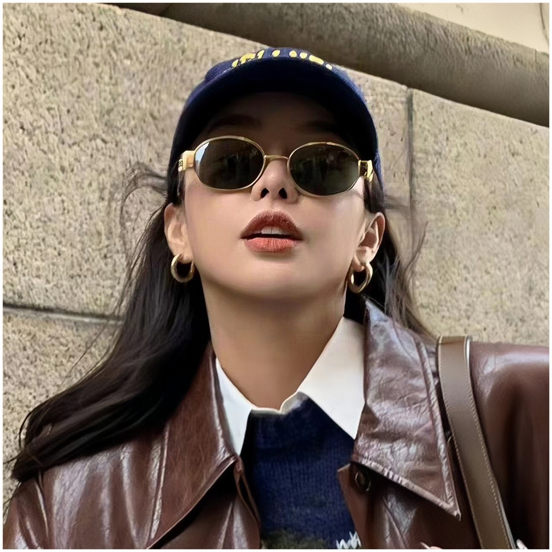 Gafas de sol de ojo de gato para mujer Arco de Triunfo Gafas de sol de cara pequeña de metal Gafas de sol de color marrón de marco pequeño retro francés ovaladas