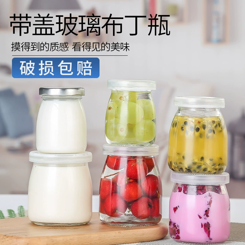 100 мл стеклянная бутылка для йогурта, молочного желе, мусса, десерта, молочная чашка с большим диаметром, пудинговая бутылка с крышкой оптом