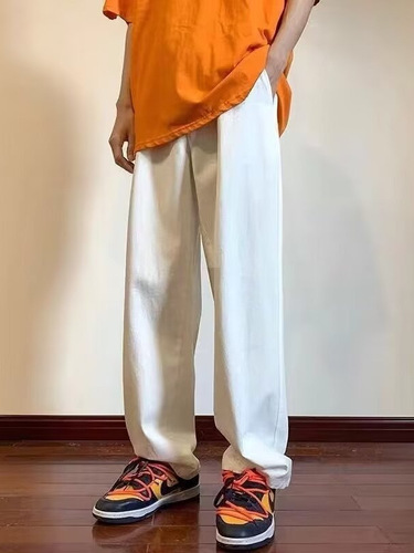 Men's Korean Version Trendy Summer New Straight Leg Pants Loose Streetwear Brand Japanese Retro Versatile Tapered Pants