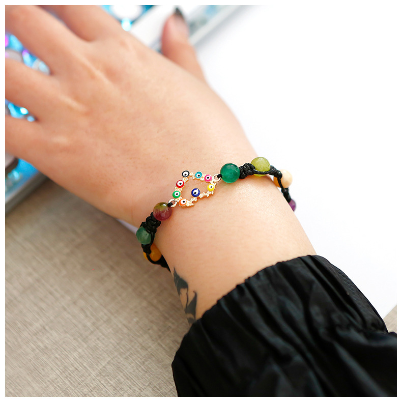 Fashion Heart Shape Agate Knitting Bracelets 1 Piece