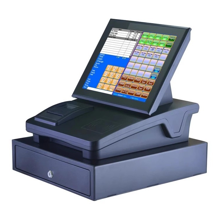 英文触屏收款机 嵌入式触摸屏一体机 餐饮/快餐收银机 奶茶收款机