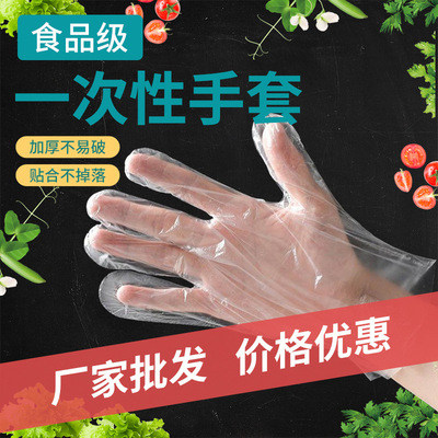 厂家一次性手套加厚PE塑料薄膜手套食品美容试验手套订制龙虾手套