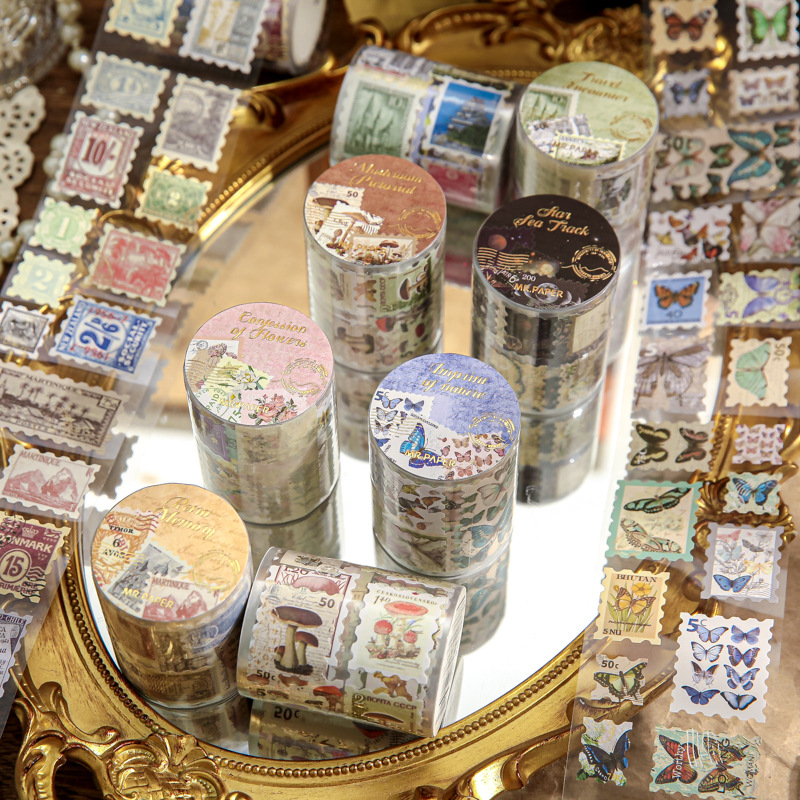 紙先生銅版紙單卷膠帶 古典郵遞系列 復古郵票封口貼手帳裝飾貼畫