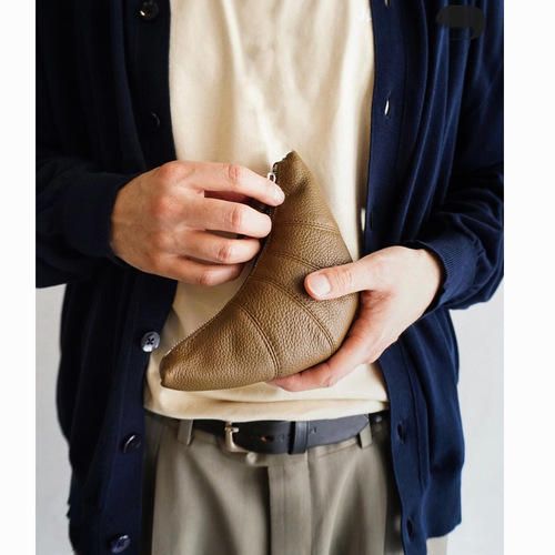 Export to France, small batch croissant, ins men and women's first layer cowhide zero wallet portable red envelope handbag 