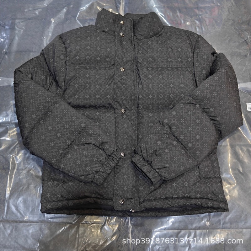 2025 New Ceiling Version Winter Ch Crocodile Trendy Brand Dark Pattern Fluorescent Green Stand Collar down Jacket for Men and Women