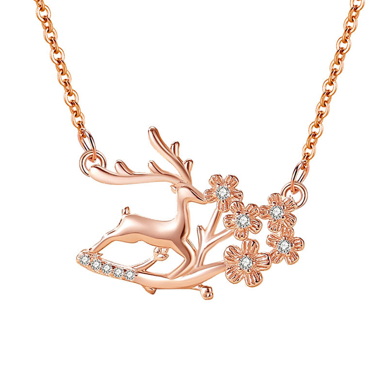 Original Yilu usted collar de plata esterlina de las mujeres S925 collar de ciervos y Flor del ciruelo celebridad en línea Mori estilo coreano regalo de Navidad