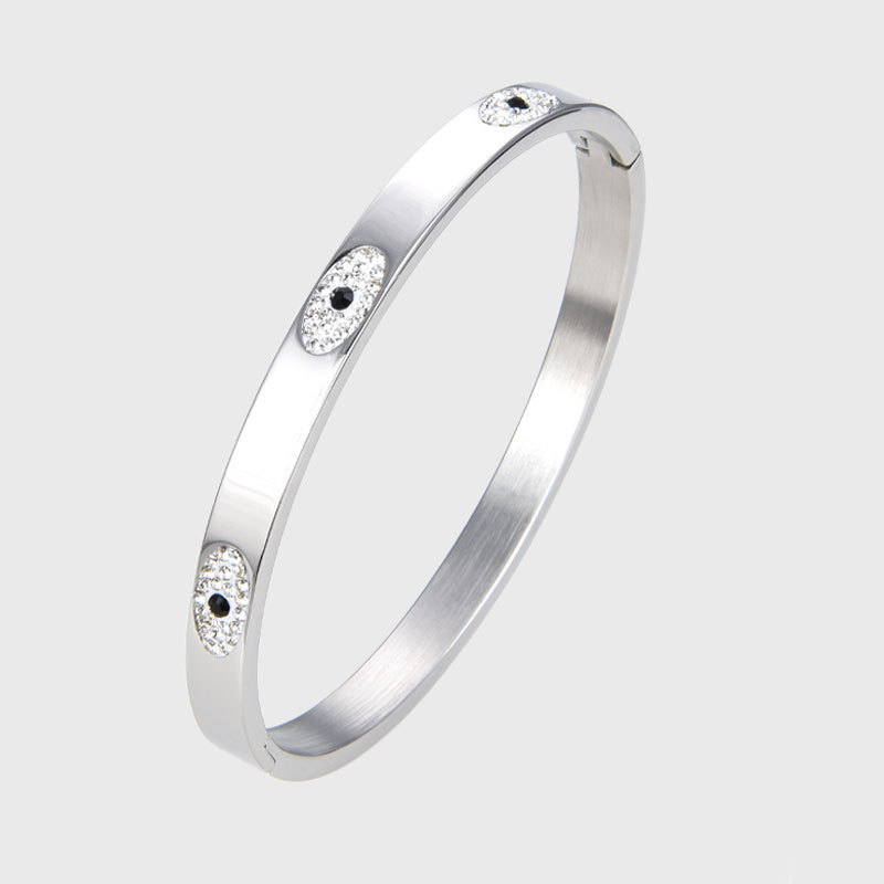 Zircon Inlay Material Lady Eye Stainless Steel Zircon Bangle In Bulk