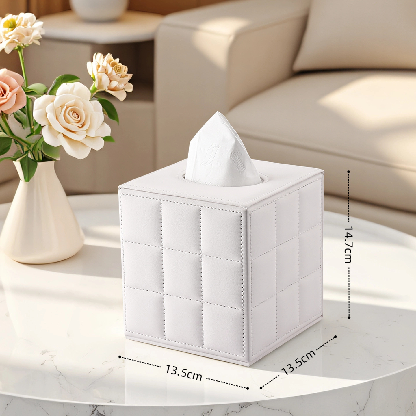 Caja de Pañuelos para Mesa de Cuero Impermeable para Sala de Estar