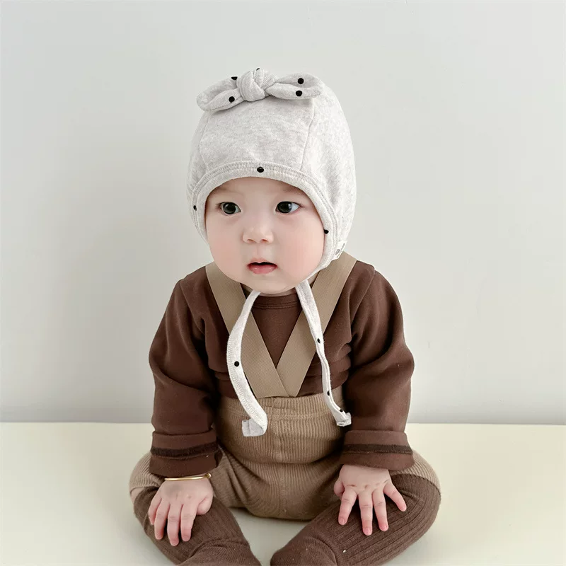 Children's autumn cute hat girl's with bow, Korean style