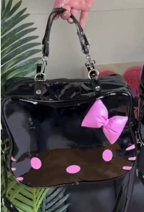 Handheld One-Shoulder Bow Bag, Extra-Large Cute Tote with Bow Accent, Black
