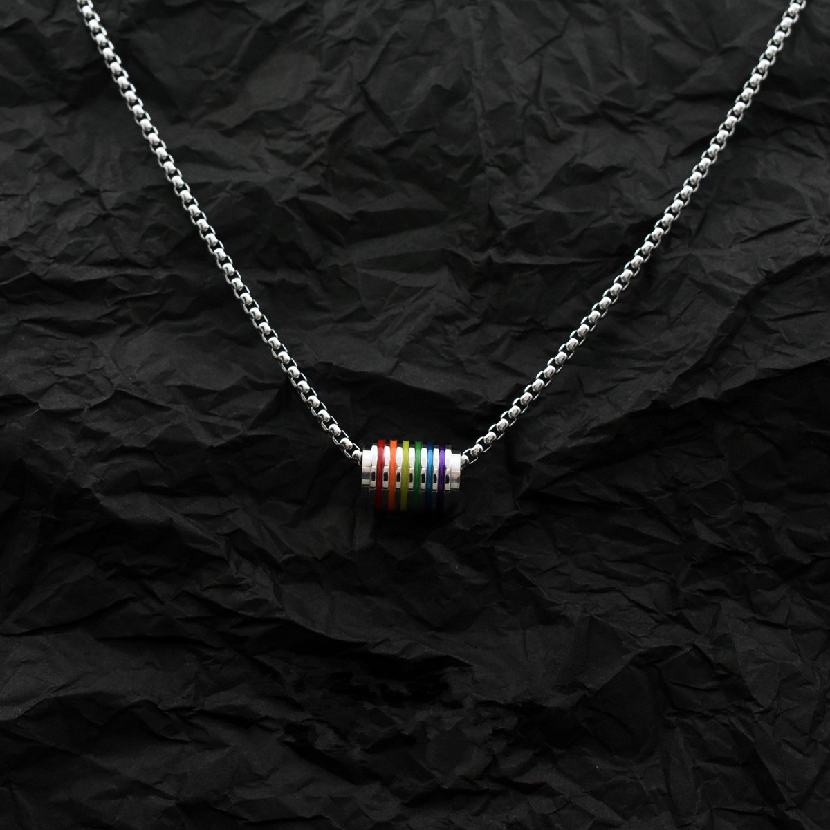 Collana con perle arcobaleno catena di lusso in acciaio inox_voghion.com