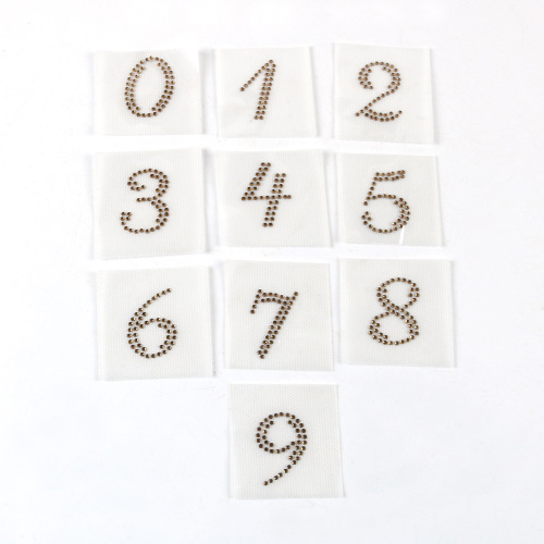 New style rhinestone digital hot diamond creative 0-9 heat transfer rhinestone patch wholesale heat transfer clothing decoration accessories