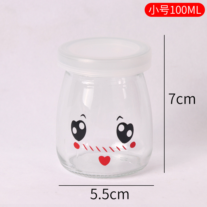 Vaso para pudín con tapa, botella de vidrio para pudín, tarro de miel, gelatina, vaso para mousse de leche de doble capa, vaso para yogur, patrones creativos al por mayor