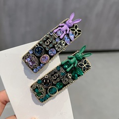 Korean Heavy Duty Full Drill High-end Rabbit Hairpin Retro Bangs Clip BB Clip One-piece Clip Versatile Nape Hairpin