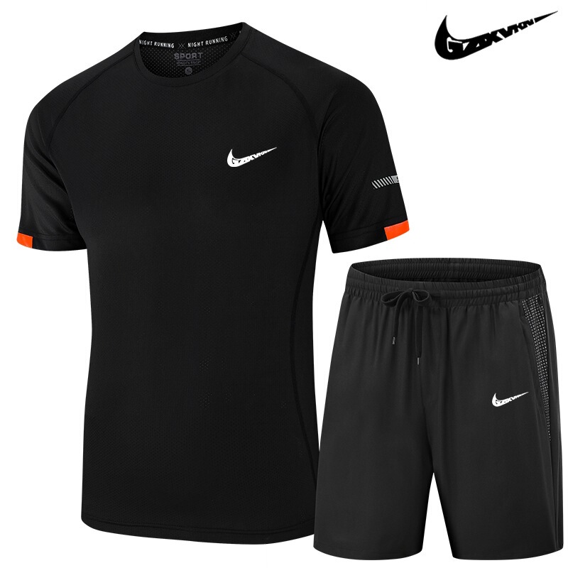 Men's 2026 Sports and Leisure Suits, Men's Breathable Quick-Drying Short-Sleeved Shorts, Running Training and Fitness Clothing Two-Piece Set