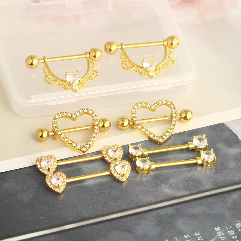 Nipple Rings & Studs Piercing Type 1 Set Nipple Rings & Studs Simple Style Classic Style Solid Color 304 Stainless Steel Plating Nipple Rings & Studs