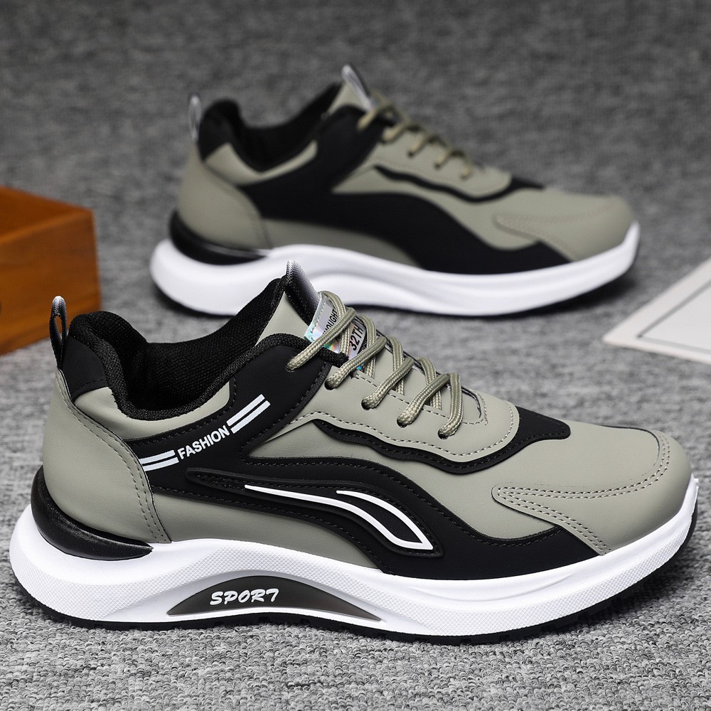 秋冬季男鞋皮面休闲鞋新款舒适潮流低帮运动鞋跨境外贸代发鞋子男