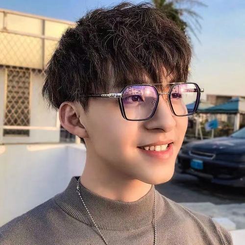 New double-beam William Chan's same style Crow anti-blue light glasses frames for men and women can be matched with color changing myopia wholesale