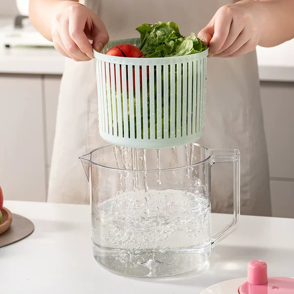 Vegetable Dehydrator for Home Kitchen, Vegetable Washing and Drying Machine, Fruit Draining Basket, Manual Fruit and Vegetable Water-Spinning Basket