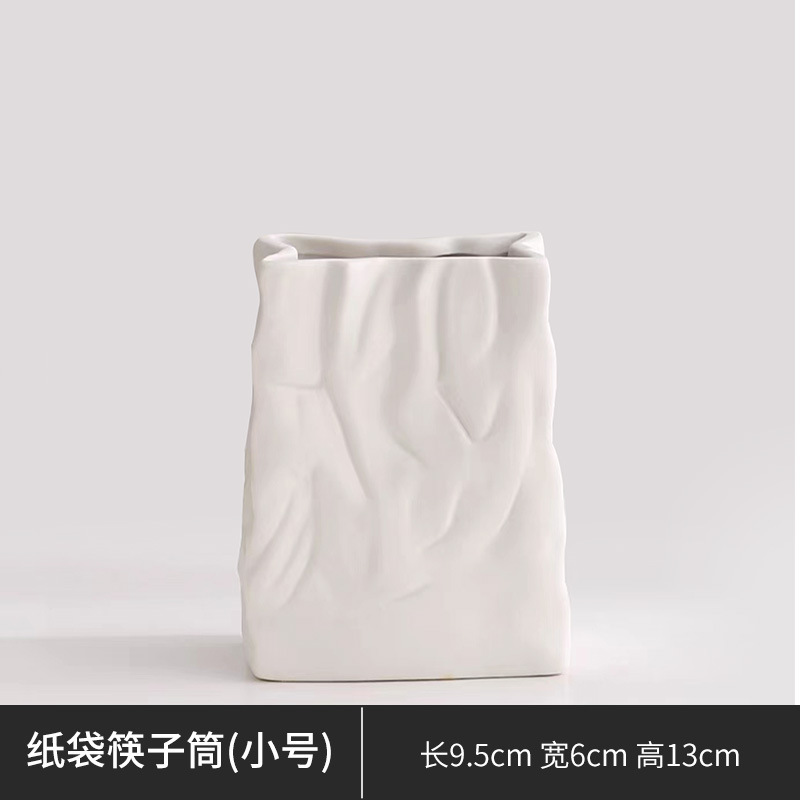 Venta directa de fábrica Soporte de tubo de palillos simple Tubo de cerámica de lujo ligero Adornos cuadrados Cara humana creativa nórdica Tubo de almacenamiento abstracto image 20
