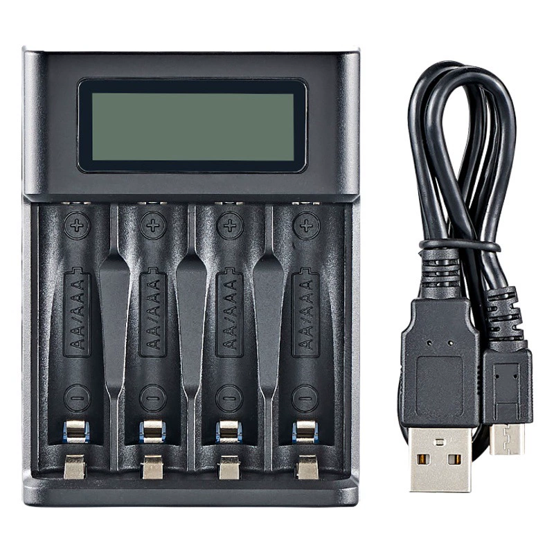 4-слотовое зарядное устройство ЖК-дисплей NiMH Ni-MH 1,2 В аккумуляторная батарея № 5 AA № 7 Smart USB Зарядная база