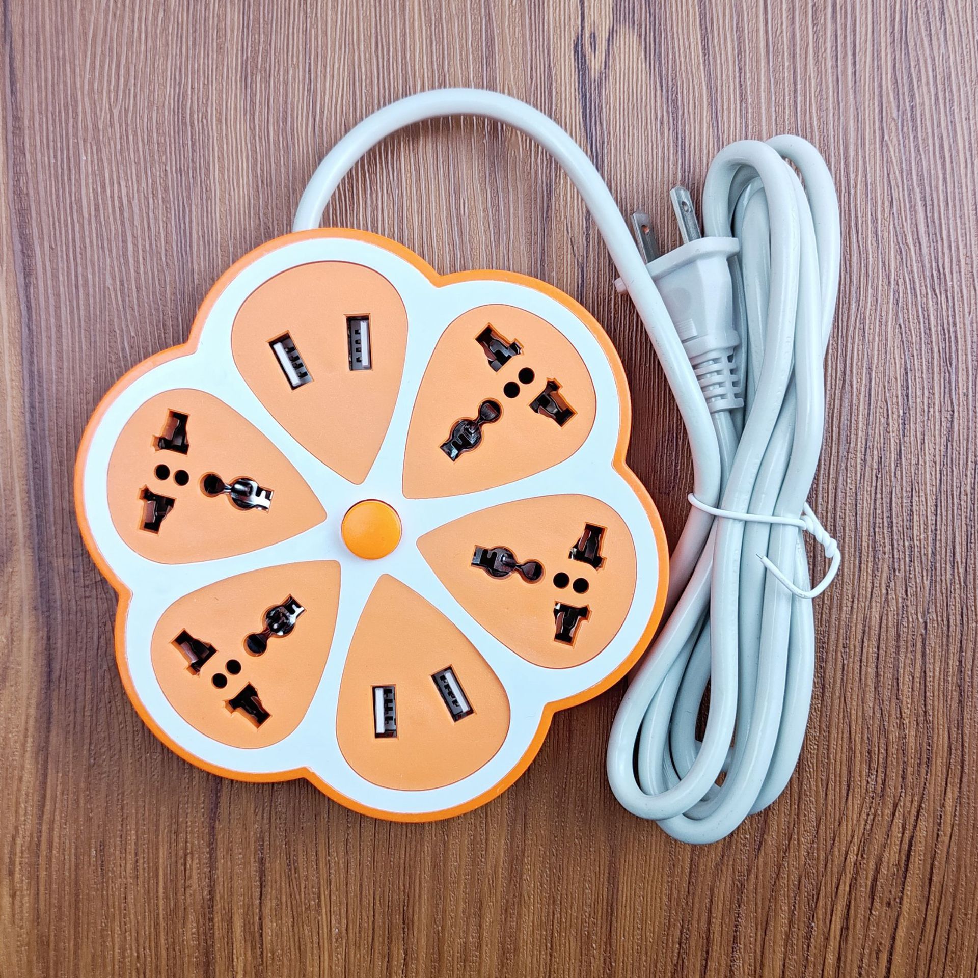 Creativa flor de ciruela USB caja de cartón de agujero universal con enchufe de cable fruta hexagonal redondo enchufe de fila africana al por mayor placa de enchufe