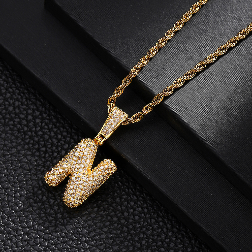 Nuevo cross-border 26 letras inglesas colgantes collares de bronce y piedra collares de moda simplista para hombres y mujeres