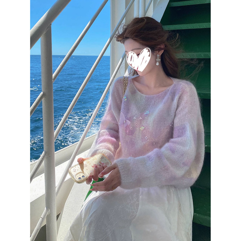 2025气质高级感慵懒风圆领长袖针织打底衫女秋季新款毛衣上衣穿搭|undefined
