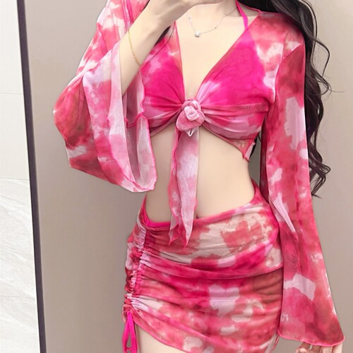 Bikini four-piece bikini swimsuit women's split new conservative long-sleeved flesh-covering and slimming swimsuit women