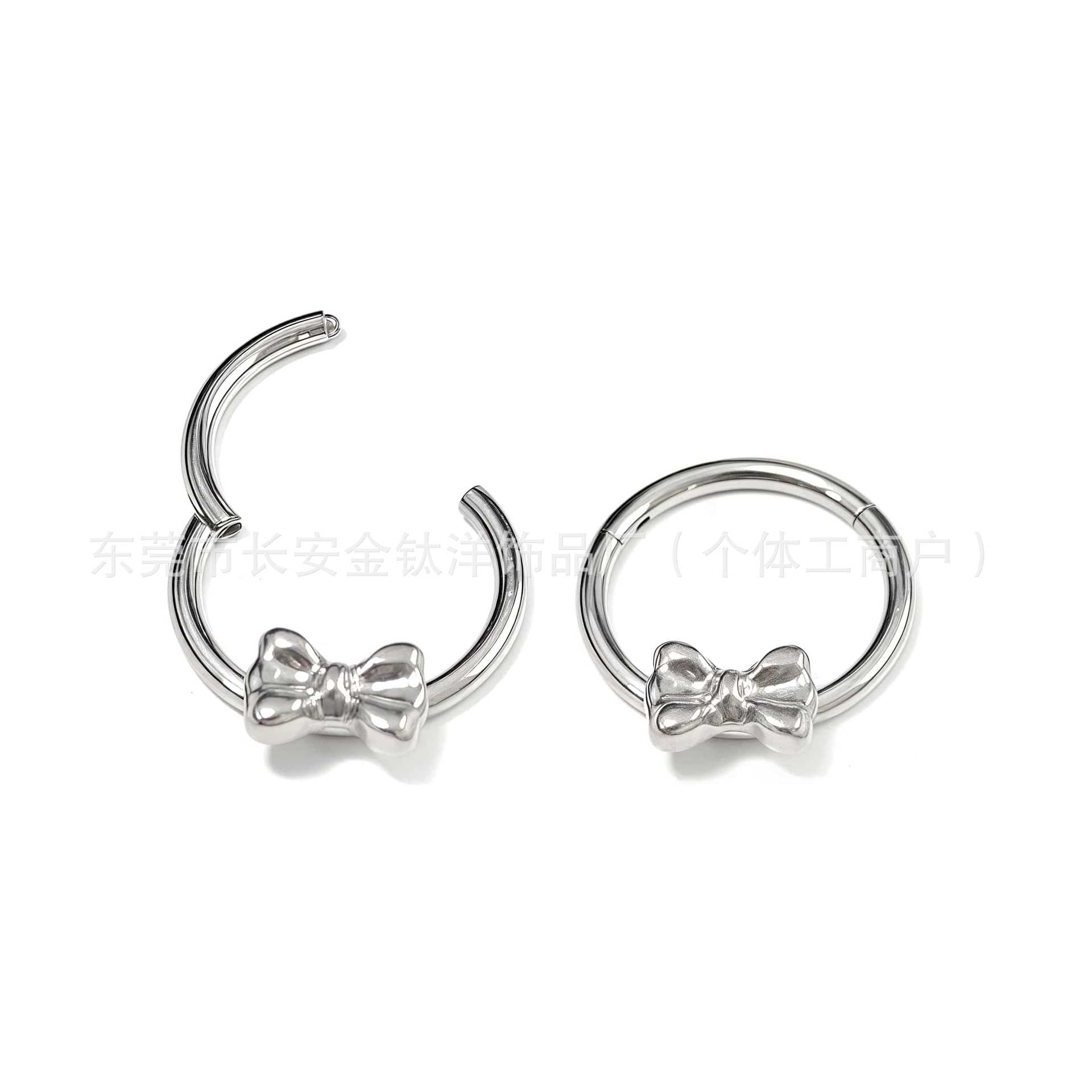 F136 Titanium Bow Seamless Open Ring Nose Septum Nose Ring Earrings - G23 Titanium Alloy Piercing Jewelry detail image 7