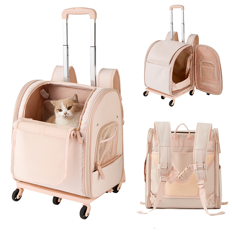 Mochila con Ruedas para Mascotas de Tela Oxford, Impermeable, Plegable, para Viajes