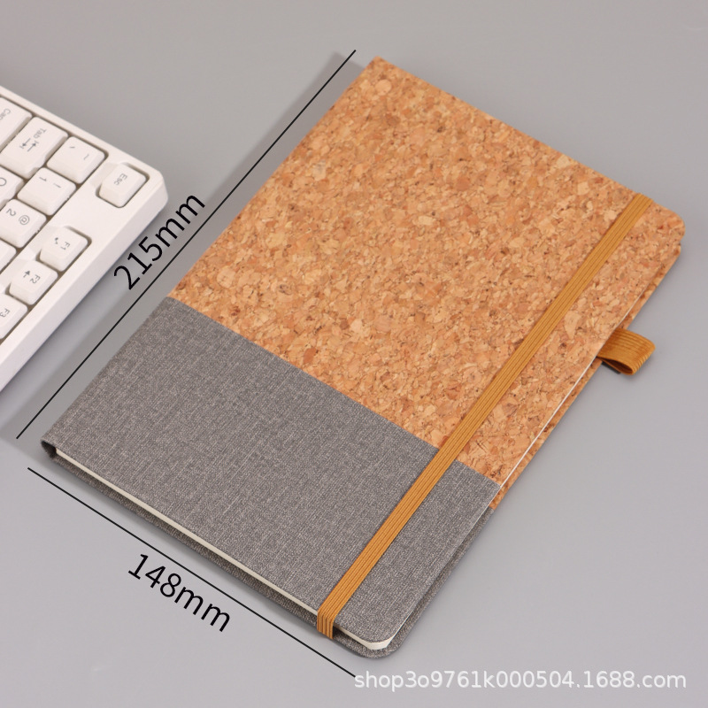 A5 Juego de cuaderno de paja de pino de corcho ecológico empalme de algodón y lino se puede imprimir logotipo empresarial reunión de oficina de negocios