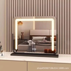 ins 充電式テーブルバニティミラー補助光付き大型化粧デスクトップベッドルームテーブルミラーインターネット有名人ミラーライト高級 LED